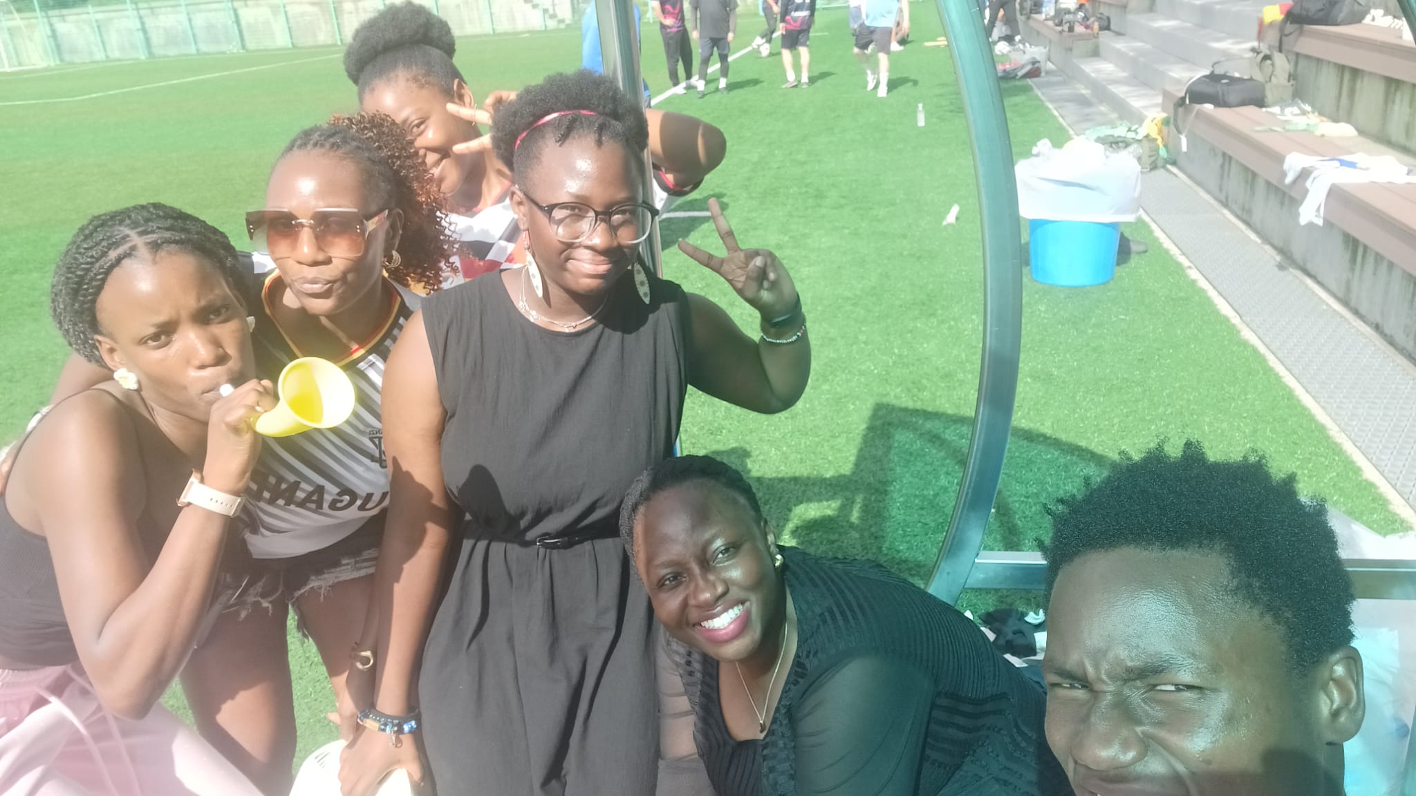USKA supporters in the dugout at the Liberia Independence Day Cup, 26 July 2026