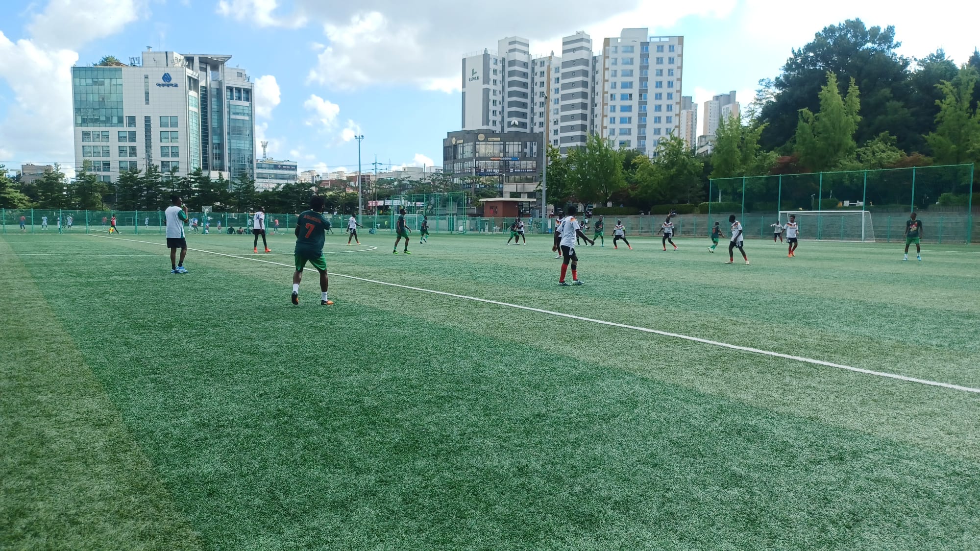 Match action at Ajou University during the Liberia Independence Day Cup, 26 July 2026