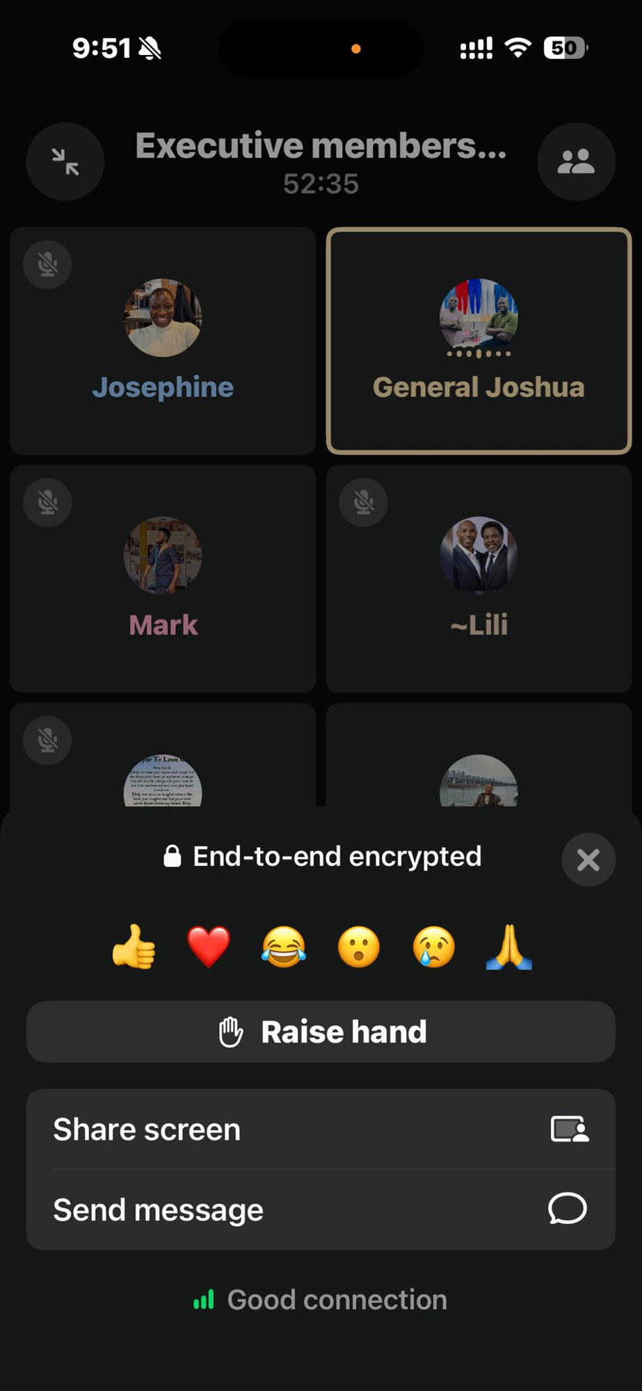 USKA Executive members on an encrypted online video call — first post-election Executive meeting, 1 March 2026